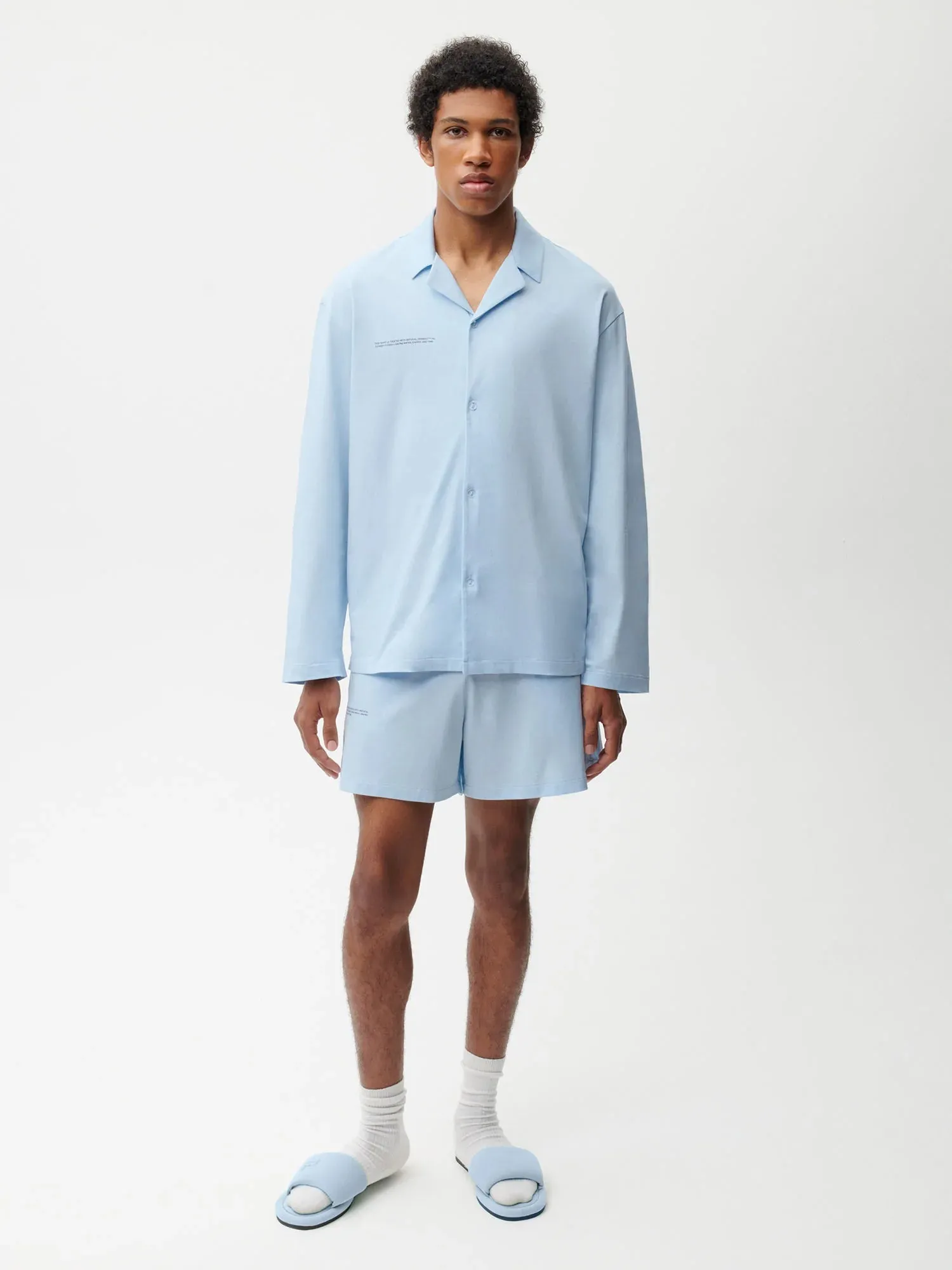 Organic Cotton Pajama Loose Shorts—moonstone blue