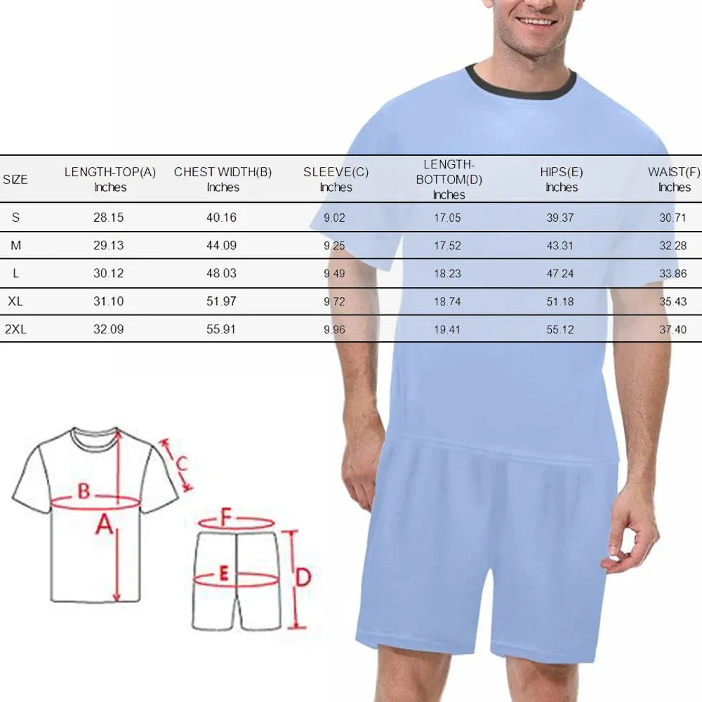 Personalized Pajamas Black with Girlfriend Face Men's Sleepwear Custom Men's Crew Neck Short Sleeve Pajama Set