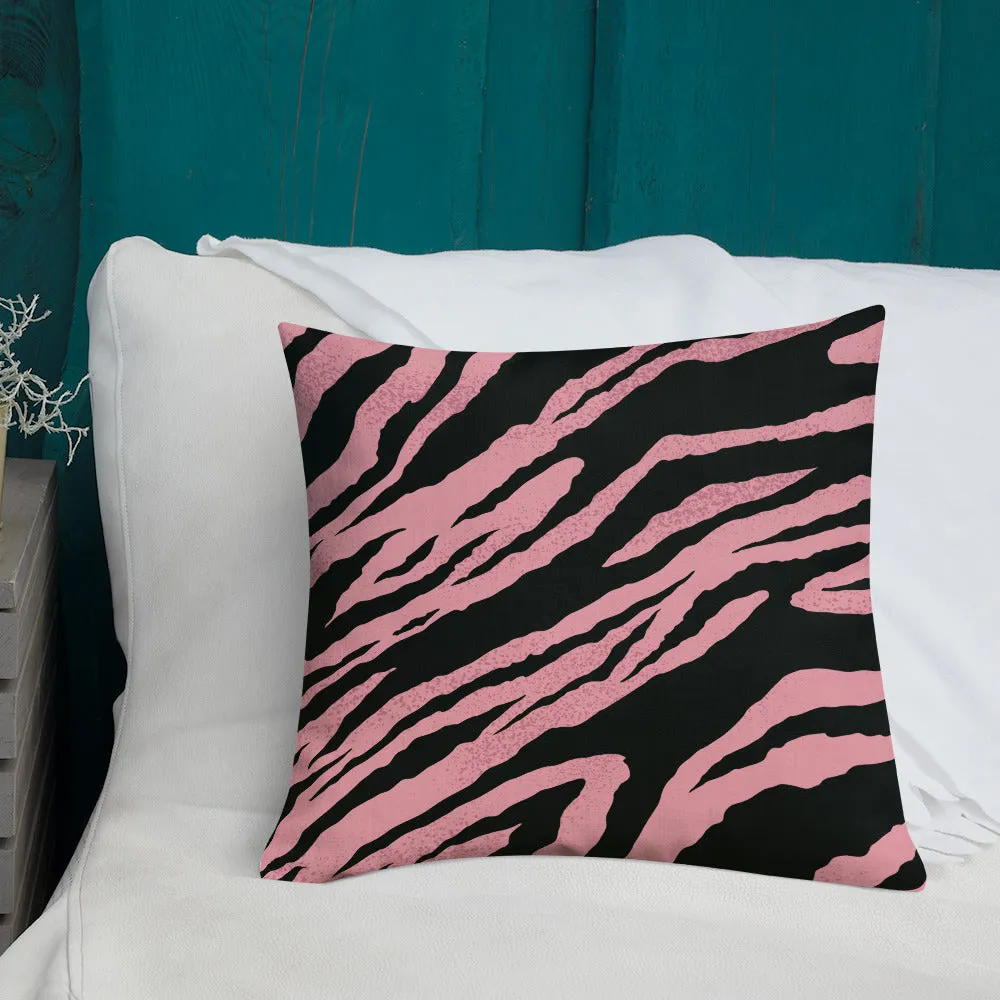 Premium Pillow abstract jungle pattern, pink, white, blue, green, black, purple pattern, multiple sizes