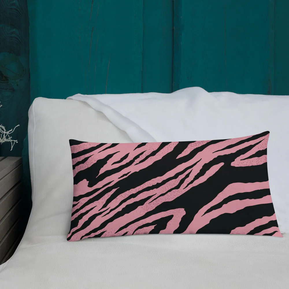 Premium Pillow abstract jungle pattern, pink, white, blue, green, black, purple pattern, multiple sizes