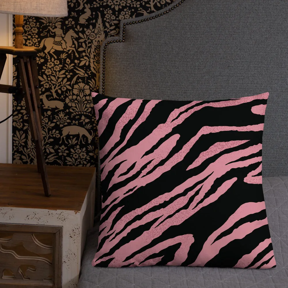 Premium Pillow abstract jungle pattern, pink, white, blue, green, black, purple pattern, multiple sizes