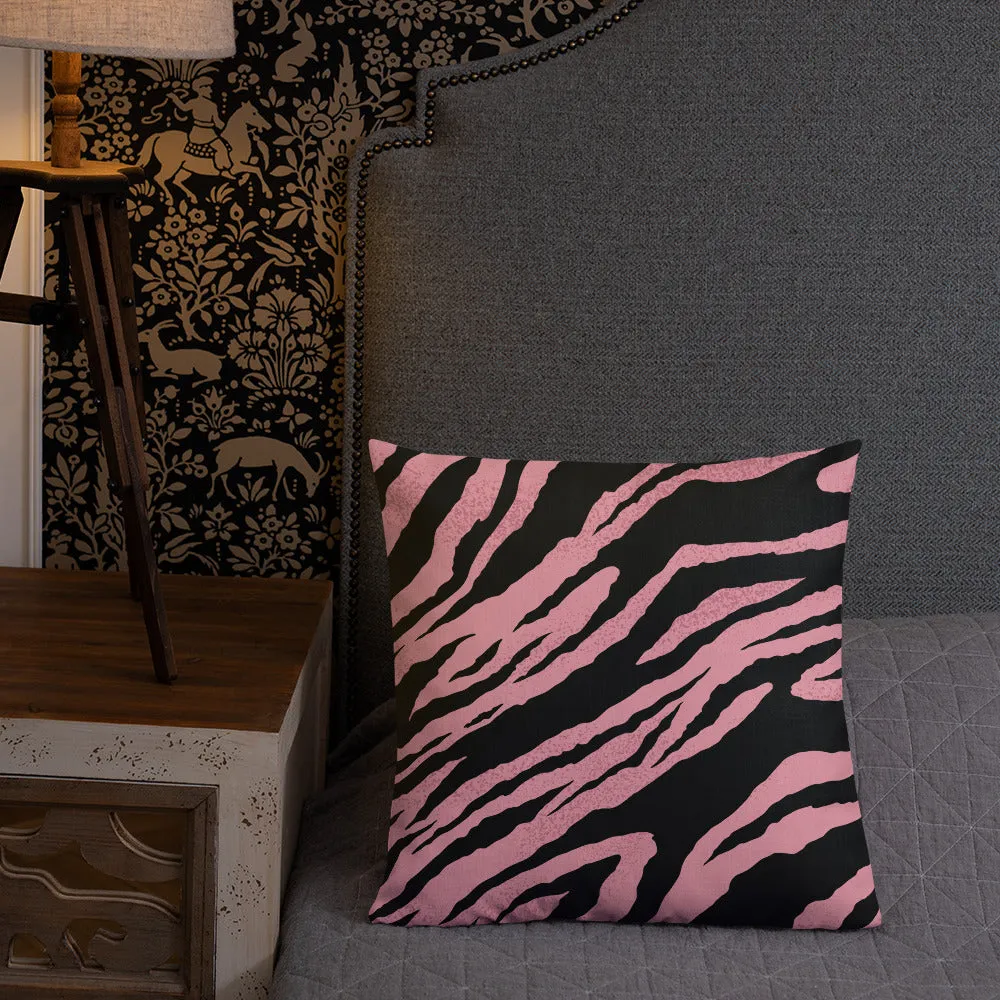 Premium Pillow abstract jungle pattern, pink, white, blue, green, black, purple pattern, multiple sizes