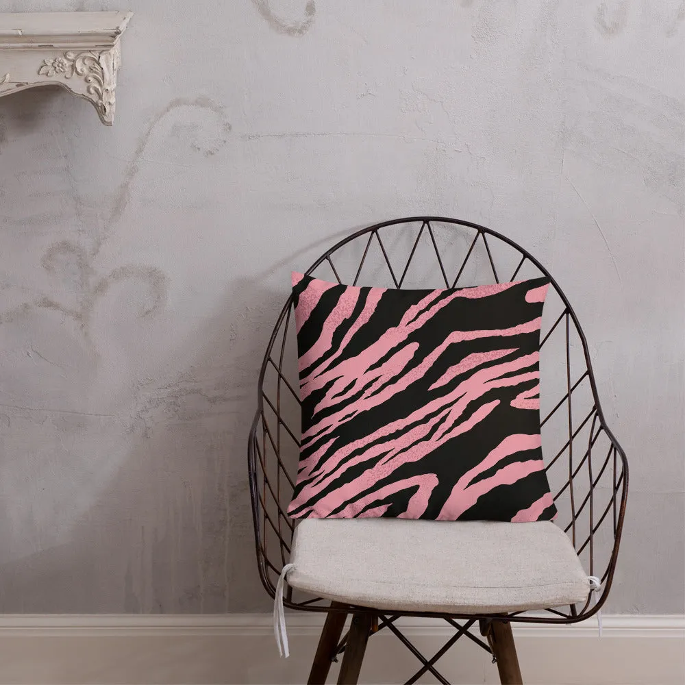 Premium Pillow abstract jungle pattern, pink, white, blue, green, black, purple pattern, multiple sizes