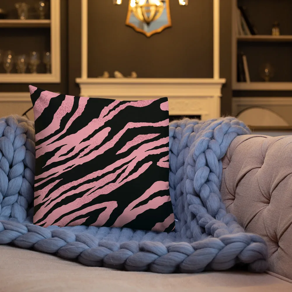 Premium Pillow abstract jungle pattern, pink, white, blue, green, black, purple pattern, multiple sizes