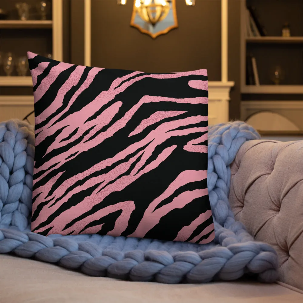 Premium Pillow abstract jungle pattern, pink, white, blue, green, black, purple pattern, multiple sizes