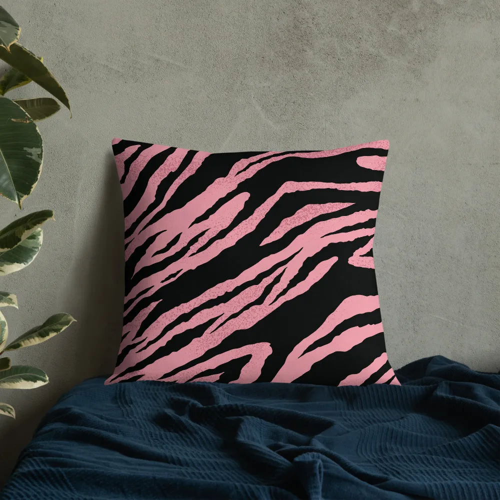 Premium Pillow abstract jungle pattern, pink, white, blue, green, black, purple pattern, multiple sizes