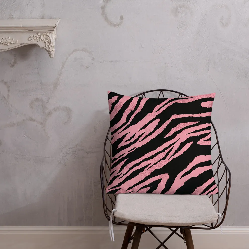 Premium Pillow abstract jungle pattern, pink, white, blue, green, black, purple pattern, multiple sizes