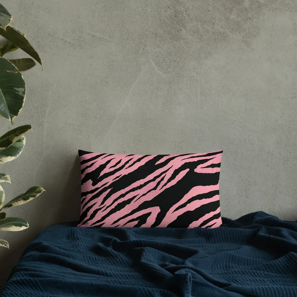Premium Pillow abstract jungle pattern, pink, white, blue, green, black, purple pattern, multiple sizes