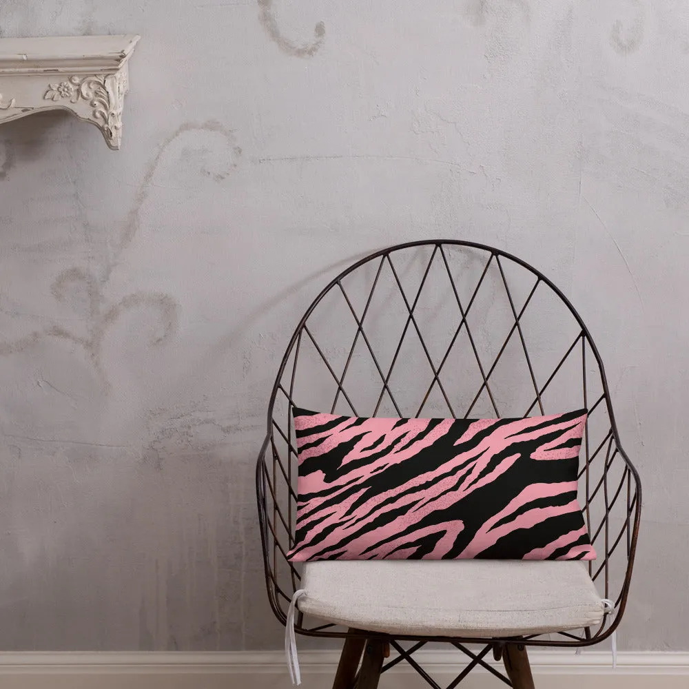 Premium Pillow abstract jungle pattern, pink, white, blue, green, black, purple pattern, multiple sizes