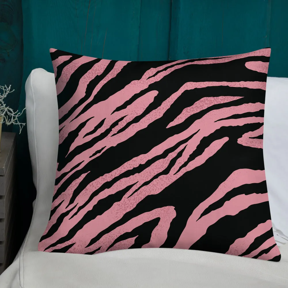Premium Pillow abstract jungle pattern, pink, white, blue, green, black, purple pattern, multiple sizes