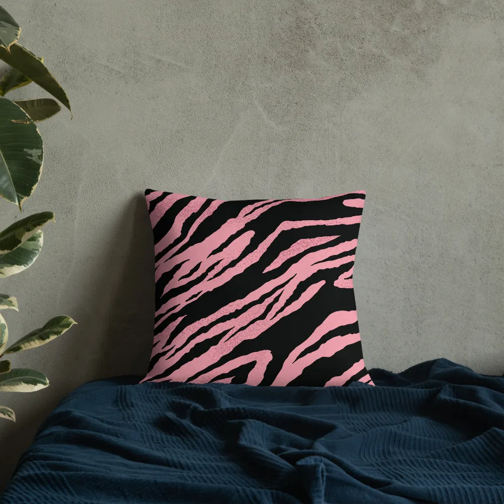 Premium Pillow abstract jungle pattern, pink, white, blue, green, black, purple pattern, multiple sizes