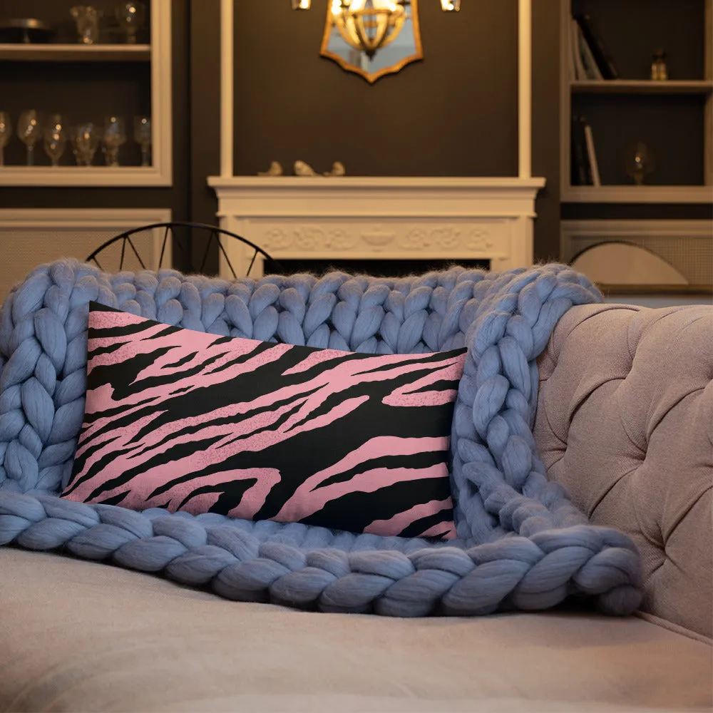 Premium Pillow abstract jungle pattern, pink, white, blue, green, black, purple pattern, multiple sizes