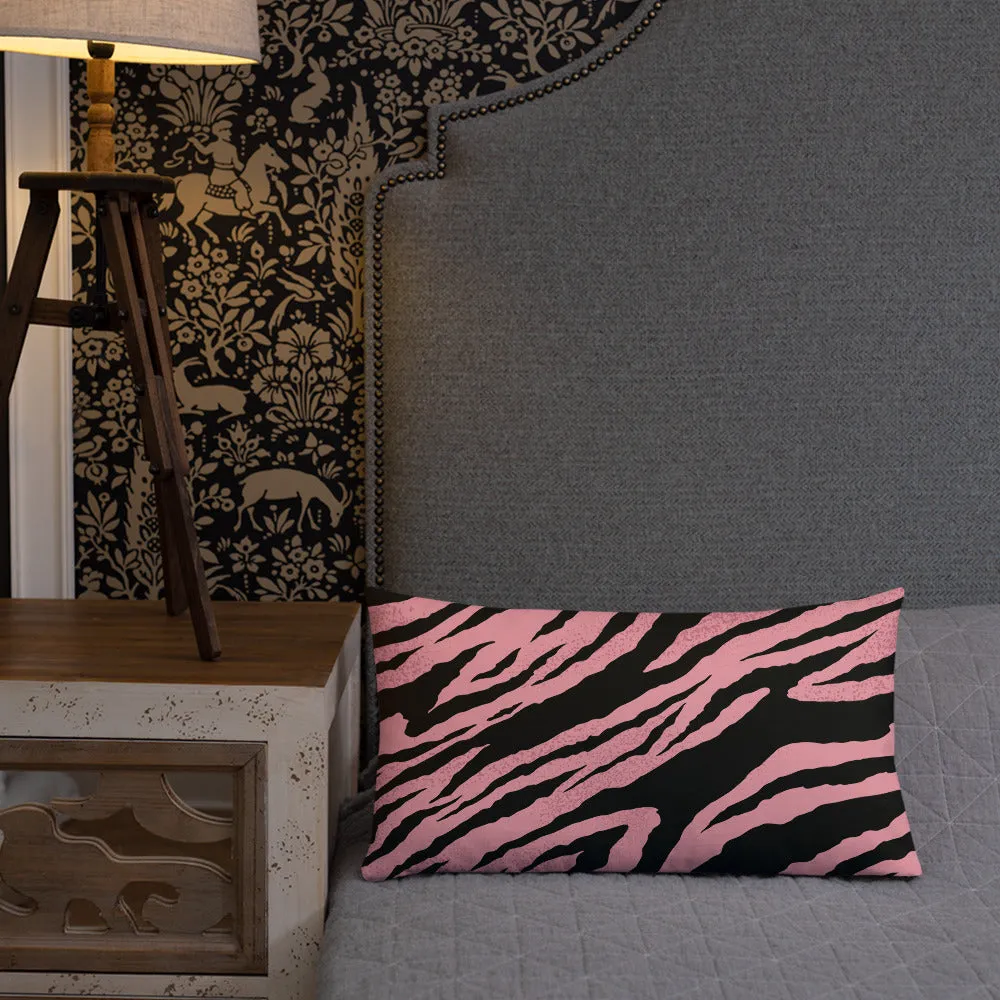 Premium Pillow abstract jungle pattern, pink, white, blue, green, black, purple pattern, multiple sizes