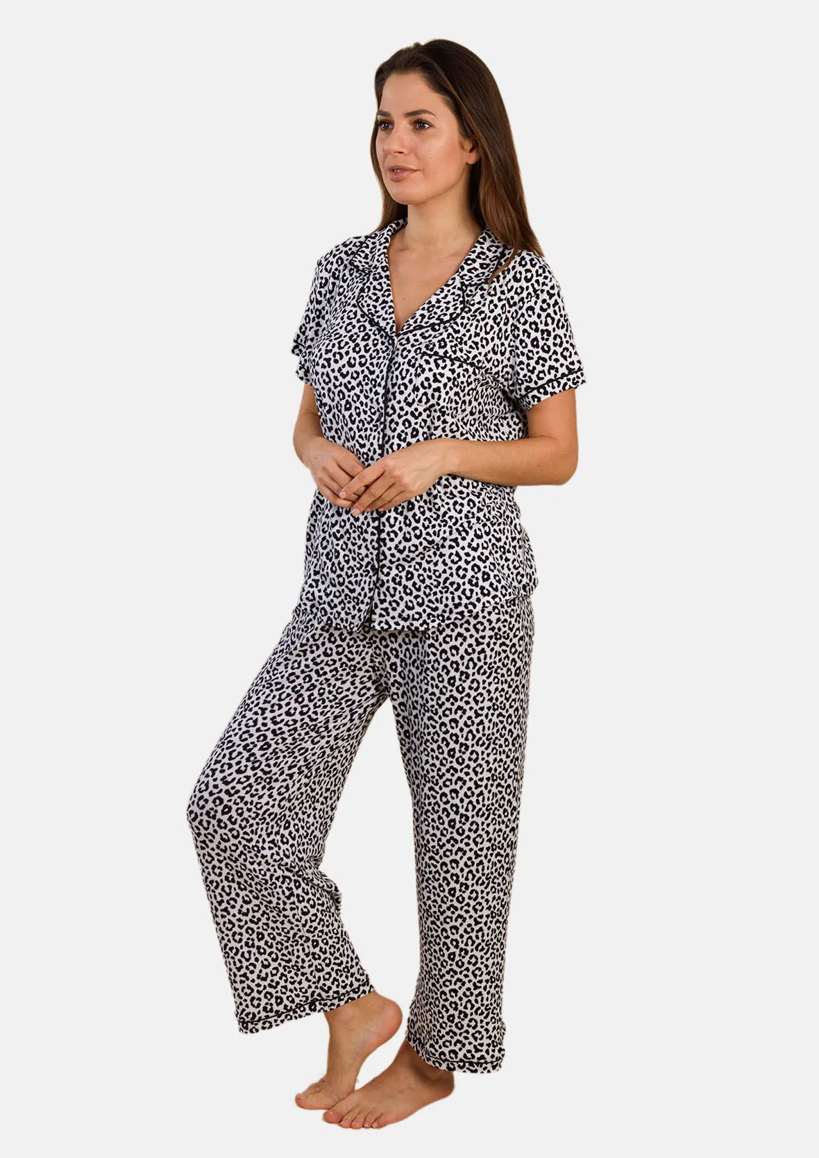 Sleepwear Set With Piping Detailing