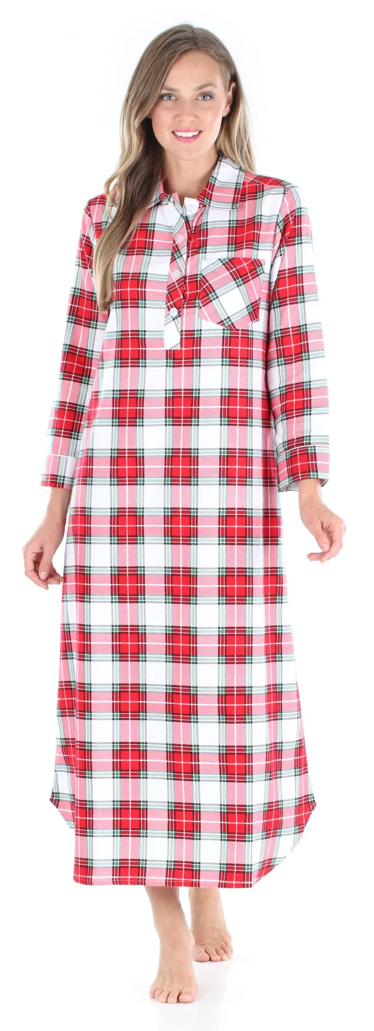 SleepytimePjs Family Matching Christmas Red & White Plaid Flannel Pajamas